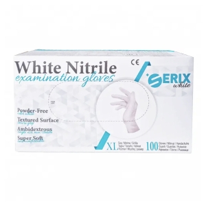 Manusi Examinare Nitrl, Albe, Nepudrate, XL, SerixDark, 100  buc/set, 10 set/BAX