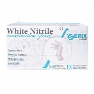 Manusi Examinare Nitrl, Albe, Nepudrate, XS, SerixDark, 100  buc/set, 10 set/BAX