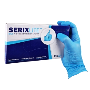 Manusi Examinare Nitril Albastre, Nepudrate, L, SerixLite, 100  buc/set, 10 set/BAX