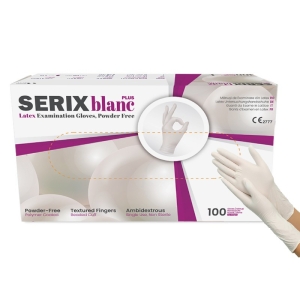 Manusi Examinare Latex, Nepudrate, XL, Serix Blanc Plus, 100  buc/set, 10 set/BAX