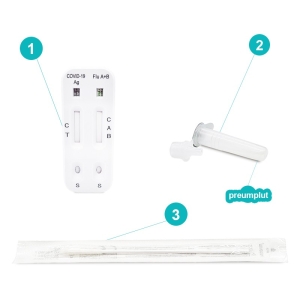 Test Rapid Antigen Combo 3-in-1, SARS-CoV-2 + GripaA + GripaB, SEJOY, 25 teste/set, 32 set/BAX