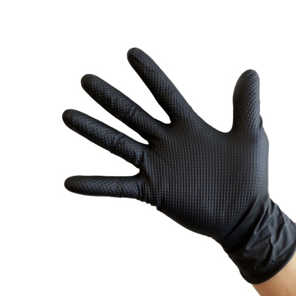Manusi de Nitril, pentru Mecanici, Textura Diamond Grip, Grosime 3X (8.5 gr), Nepudrate, NEGRE, XXL, Serix, 50 buc/set, 10 set/BAX