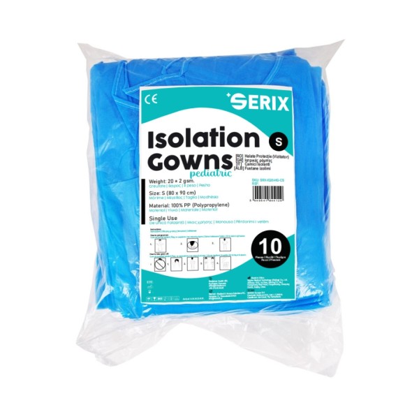 Halat Medical Vizitatori Copii HG PP, 20 GR, Blue, Marime S, Serix, 10 buc/set, 10 set/BAX