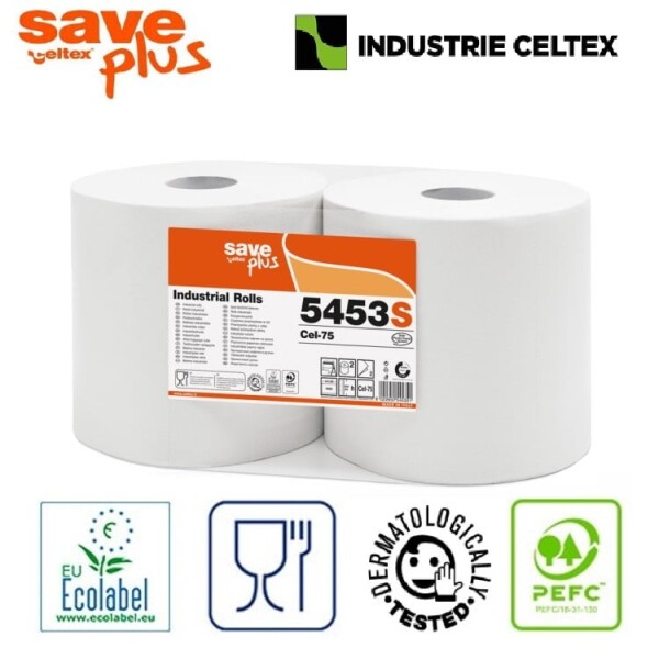 CE5453S_Hartie-industriala-Celtex-SavePlus-5453-alba-2-str-celuloza-75-1000-portii-280metri-portie-24x28cm-2role_bax-food-contact-Ecolabel-1.jpg Rola lavete hartie industriala Celtex SavePlus 5453, alba, 2 straturi, celuloza 75%, 1000 portii, 280metri, portie 24x28cm, 2role / bax, certificata pentru industria alimentara, Ecolabel