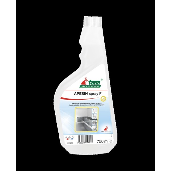 Dezinfectant rapid pentru suprafete, ce nu necesita clatire, APESIN Spray F, 750ml, pe baza de alcool, fara parfum, pentru domeniul sanitar, alimentar, industrial si institutional